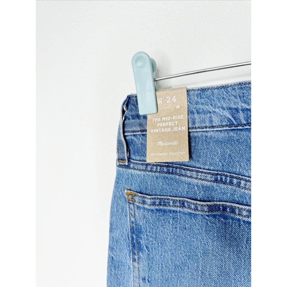 NWT Madewell The Mid Rise Perfect Vintage Raw Hem Straight Leg Jean US 24 - Picture 5 of 8